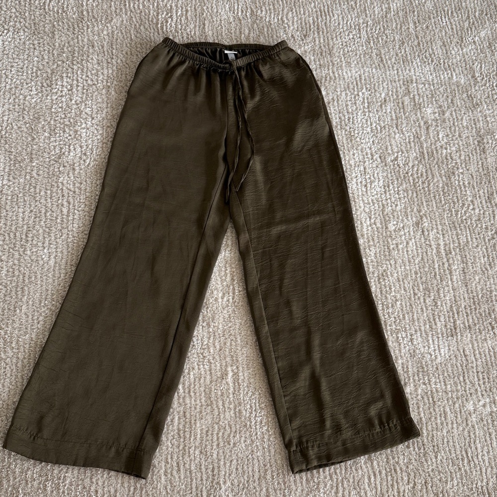 Olive Green Wide-Leg Pants